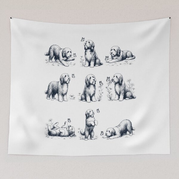 Item preview, Vintage Bearded Collie with Butterfly Flower Dog Lover designed and sold by dian-rody-crest.