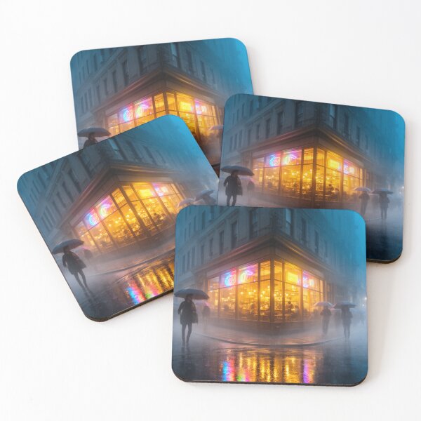 Item preview, Café Glow Through the Storm - Rainy City Escape designed and sold by nhk999.