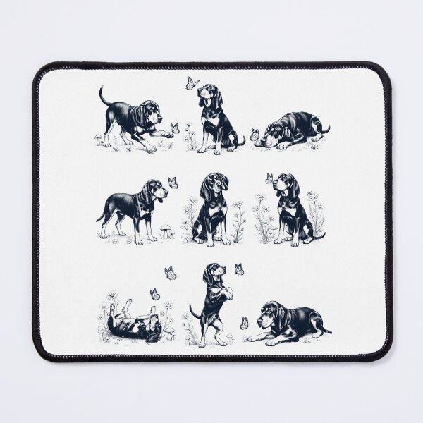 Item preview, Vintage Black and Tan Coonhound with Butterfly Flower Dog Lover designed and sold by dian-rody-crest.