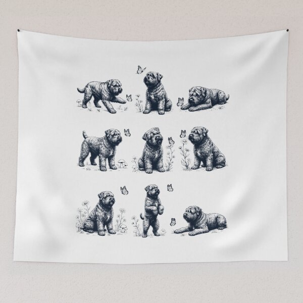Item preview, Vintage Bouvier des Flandres with Butterfly Flower Dog Lover designed and sold by dian-rody-crest.