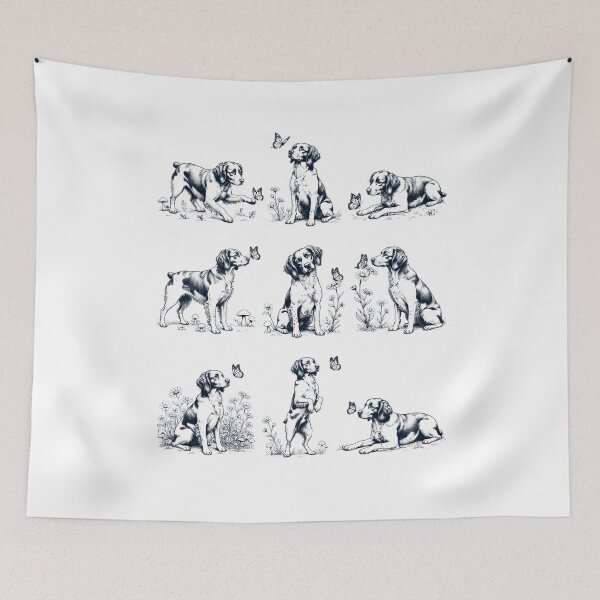Item preview, Vintage Brittany with Butterfly Flower Dog Lover designed and sold by dian-rody-crest.