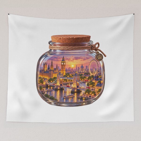 Item preview, London in a Jar Tiny World Sunset Cityscape designed and sold by RDproject.
