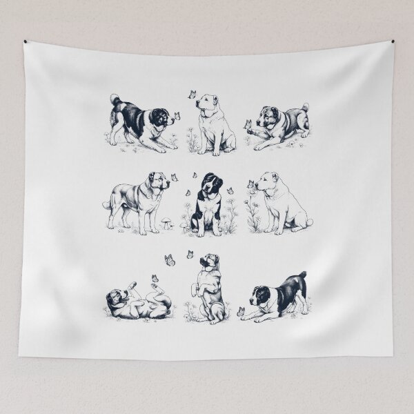 Item preview, Vintage Central Asian Shepherd Dog with Butterfly Flower Dog Lover designed and sold by dian-rody-crest.