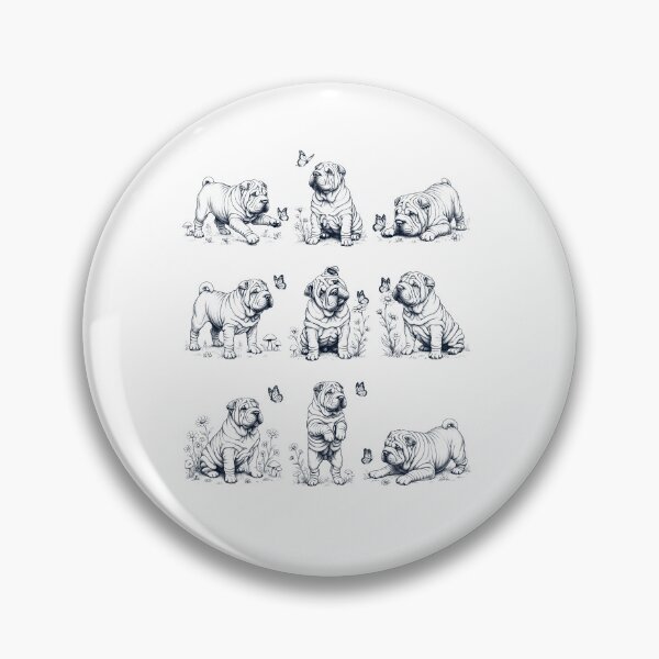 Item preview, Vintage Chinese Shar Pei with Butterfly Flower Dog Lover designed and sold by dian-rody-crest.