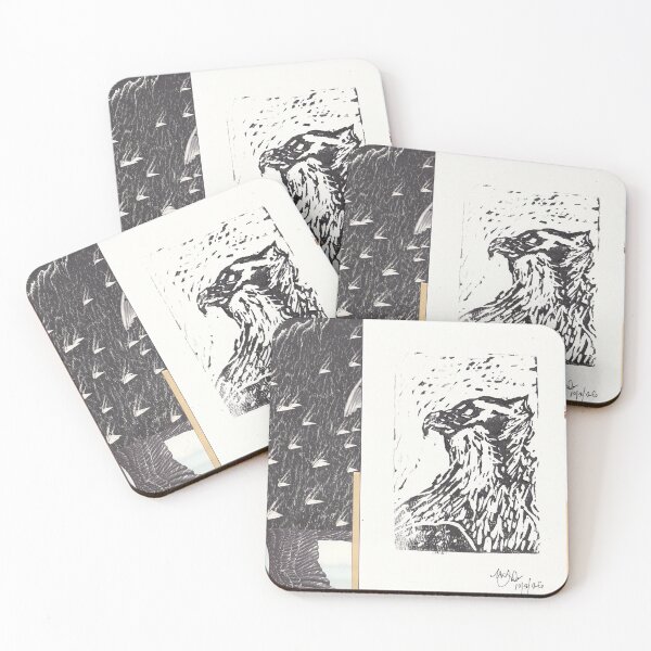 Item preview, osprey linocut collage designed and sold by marigoldsol.