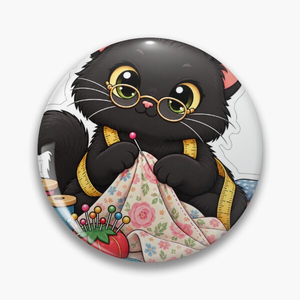 Item preview, Black Cat Seam Ripper Helper Funny Quilting Design designed and sold by DedeeArtthai.
