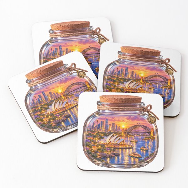 Item preview, Sydney in a Jar Tiny World Australia Sunset Cityscape designed and sold by RDproject.