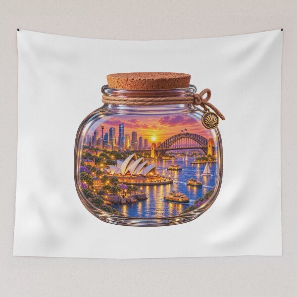 Item preview, Sydney in a Jar Tiny World Australia Sunset Cityscape designed and sold by RDproject.