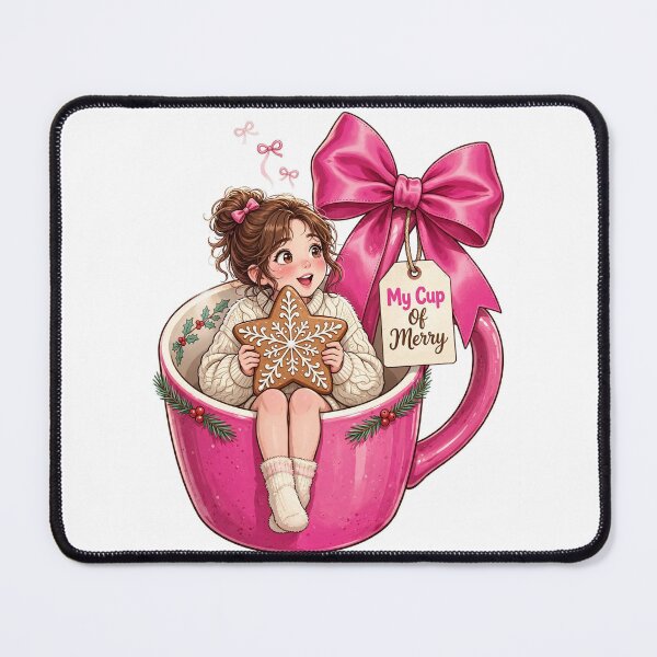 Item preview, My Cup Of Merry Pink Christmas Mug Girl designed and sold by RAX Mirth Studio.