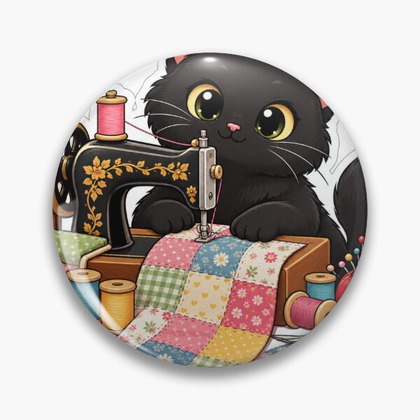 Item preview, Cute Black Cat Pincushion Crown Sewing Queen designed and sold by DedeeArtthai.