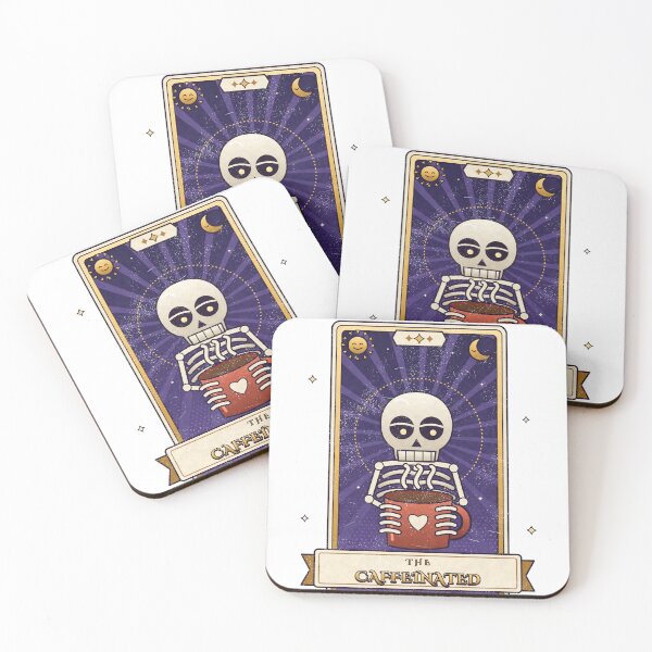 Item preview, The Caffeinated Skeleton Tarot Card Funny Coffee Lover designed and sold by MiniSaga Shop.