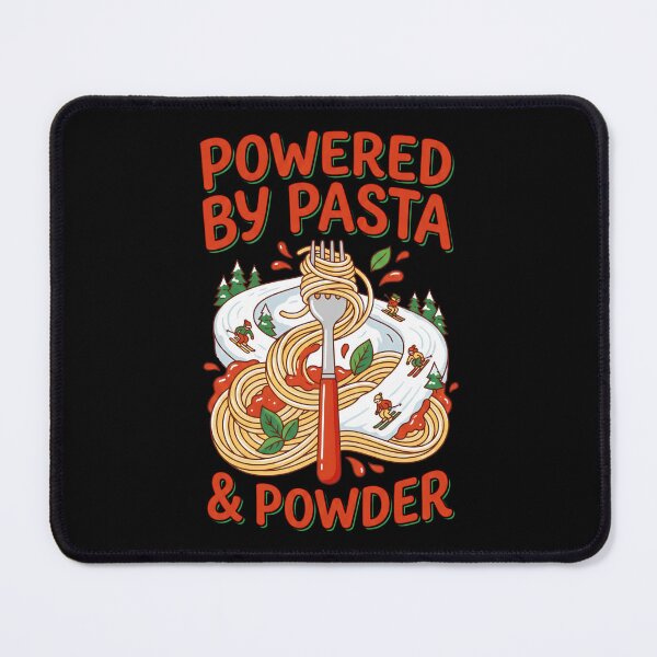 Item preview, Powered By Pasta and Powder Design – Funny Apres Ski Foodie Illustration designed and sold by Luminari Creations.