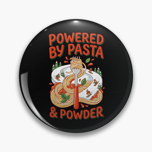 Item preview, Powered By Pasta and Powder Design – Funny Apres Ski Foodie Illustration designed and sold by Luminari Creations.
