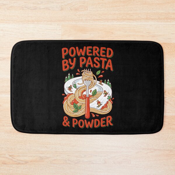 Item preview, Powered By Pasta and Powder Design – Funny Apres Ski Foodie Illustration designed and sold by Luminari Creations.
