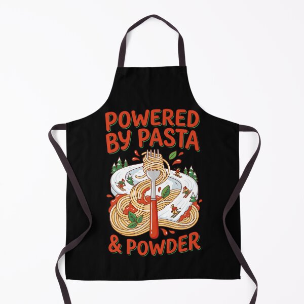 Item preview, Powered By Pasta and Powder Design – Funny Apres Ski Foodie Illustration designed and sold by Luminari Creations.