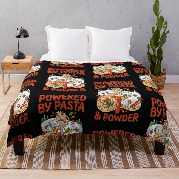 Item preview, Powered By Pasta and Powder Design – Funny Apres Ski Foodie Illustration designed and sold by Luminari Creations.