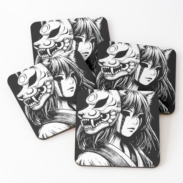 Item preview, Dark Art Kitsune Girl Mask Japanese Fox Geisha Tattoo designed and sold by MORSPECTIVE.