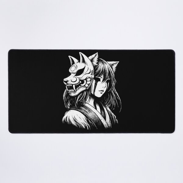 Item preview, Dark Art Kitsune Girl Mask Japanese Fox Geisha Tattoo designed and sold by MORSPECTIVE.