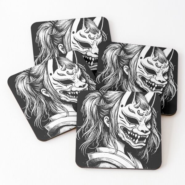Item preview, Dark Art Kitsune Girl Mask Japanese Fox Geisha designed and sold by MORSPECTIVE.