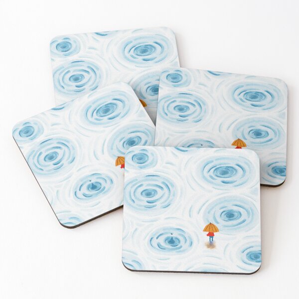 Item preview, Rain Ripples Watercolor Art Minimalist Illustration for Nature Lovers designed and sold by LafinaArt.