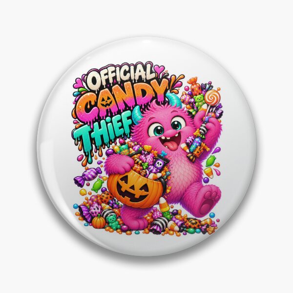 Item preview, Official Candy Thief – Cute Pink Halloween Monster designed and sold by Forest Hollow Art.