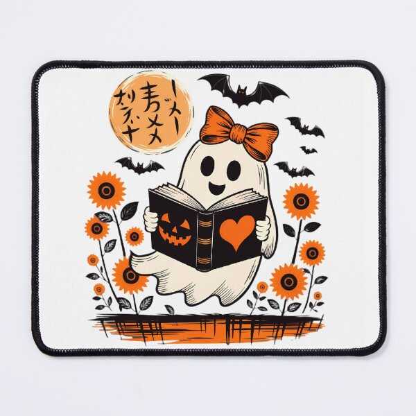 Item preview, Ghost Reading Book Halloween Kawaii Ghost Sunflower Bat  designed and sold by Zizo-DR44.