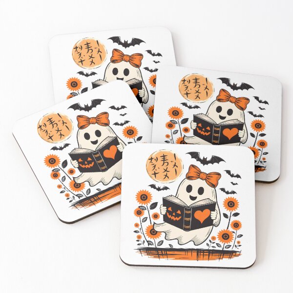 Item preview, Ghost Reading Book Halloween Kawaii Ghost Sunflower Bat  designed and sold by Zizo-DR44.