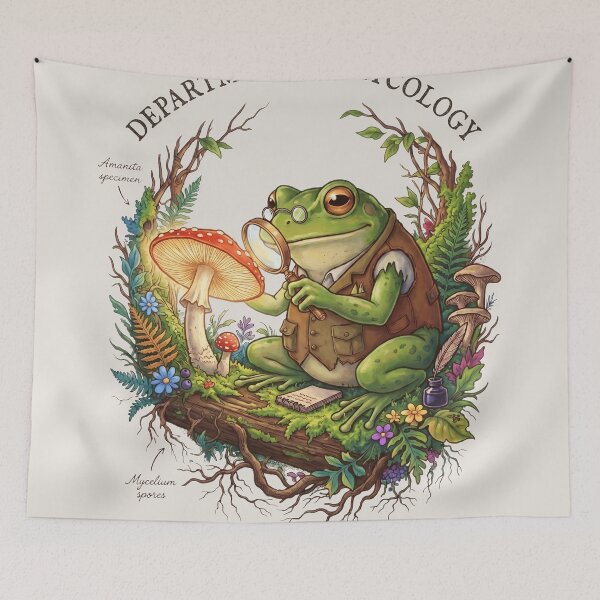Item preview, Scientific Frog Botanist Vintage Mycology Sketch designed and sold by Aesthetic Amphi-Lab.