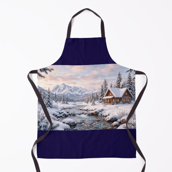 Item preview, Snowy Cabin by the Mountain Stream designed and sold by amusefullife.