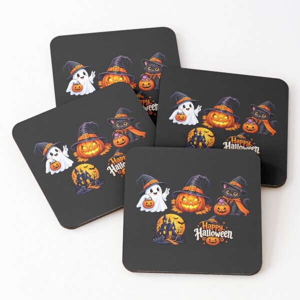 Item preview, Halloween Spooky Cute Cartoon Designs – Ghost, Witch Pumpkin, Black Cat & Haunted House designed and sold by Brain-on-Break.