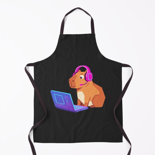 Item preview, Cute Capybara Gamer Wearing Neon Headphones Gaming Art designed and sold by pattman.