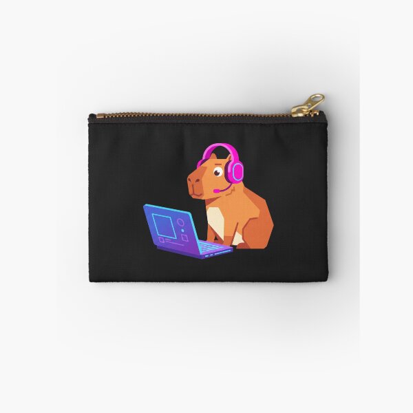 Item preview, Cute Capybara Gamer Wearing Neon Headphones Gaming Art designed and sold by pattman.