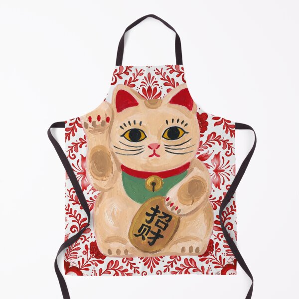 Item preview, Maneki Neko Lucky Cat on Red Floral Pattern designed and sold by Fani*.