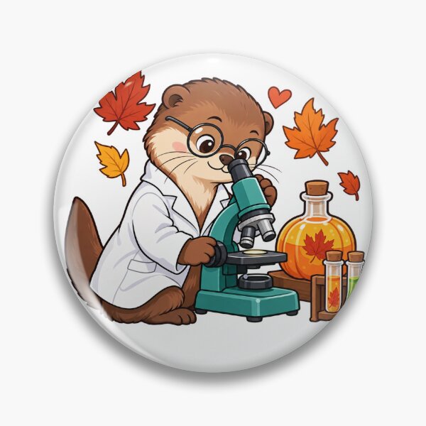 Aperçu de l'œuvre Autumn Otter Scientist with Microscope créée et vendue par skyartdesign.