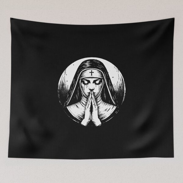Item preview, Dark Art Nun Prayer Horror Ghost Scary Creepy Tattoo designed and sold by MORSPECTIVE.