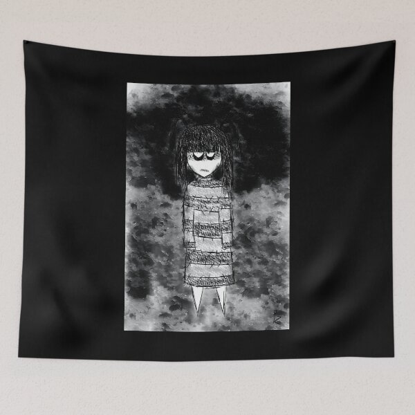 Item preview, Dark Goth Girl With Striped Patchwork Dress Illustration designed and sold by elijbclaude.