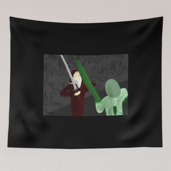 Item preview, Epic Sword Duel Between Hooded Figures in Dark Fantasy Scene designed and sold by lcnsdjstrtrystd.