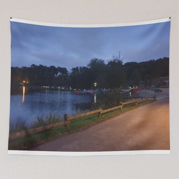 Item preview, Lights around a Lake Early Autumn Evening designed and sold by Lu-Lula.