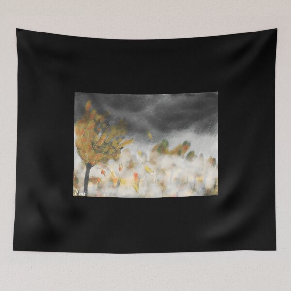 Item preview, Autumn Rainstorm Landscape with Falling Leaves designed and sold by lcnsdjstrtrystd.