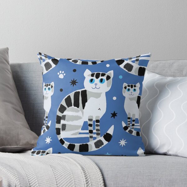 Item preview, Striped Tabby Cats Pattern on Periwinkle Blue designed and sold by Fani*.