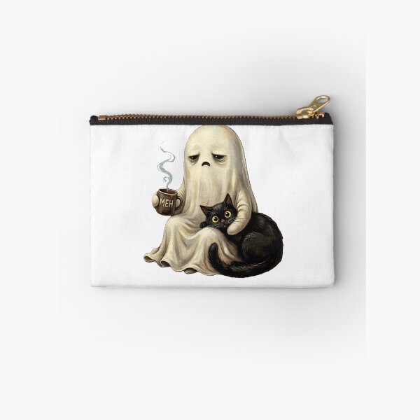 Item preview, Meh Grumpy Ghost With Black Cat Coffee Funny Halloween Spooky Season designed and sold by inkfluenceart.