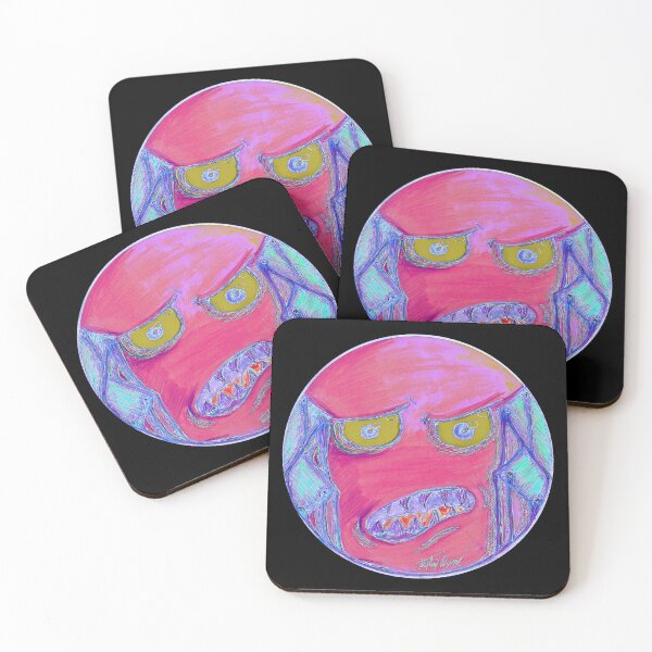 Item preview, Boarded Ears Scar-E-Moji (Inverted Alien Edition) Neon Magenta Horror designed and sold by Grimmlar.