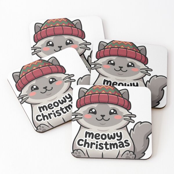Item preview, Cute Christmas Ragdoll Cat Wearing a Knitted Bobble Hat - Meowy Christmas designed and sold by pumsquare.