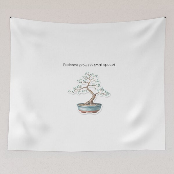 Item preview, Minimalist Bonsai with Patience Quote designed and sold by NiftyWrx.