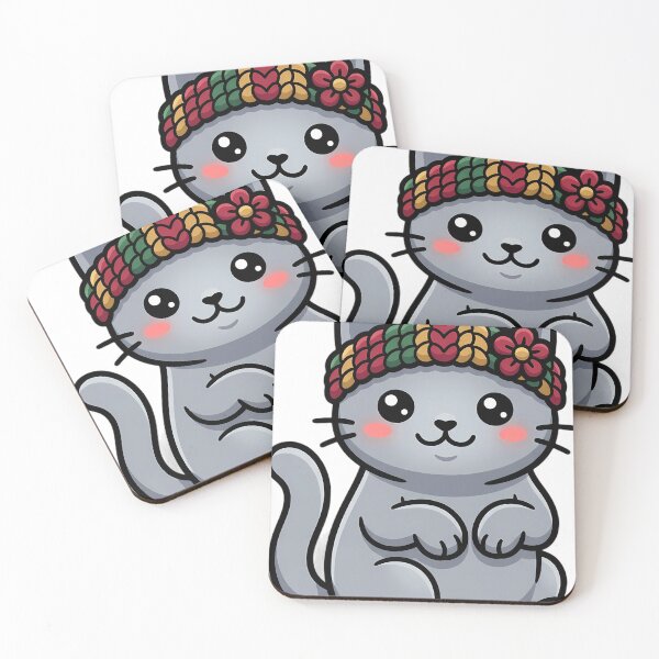Item preview, Cute Christmas Russian Blue Cat Wearing a Knitted Headband designed and sold by pumsquare.