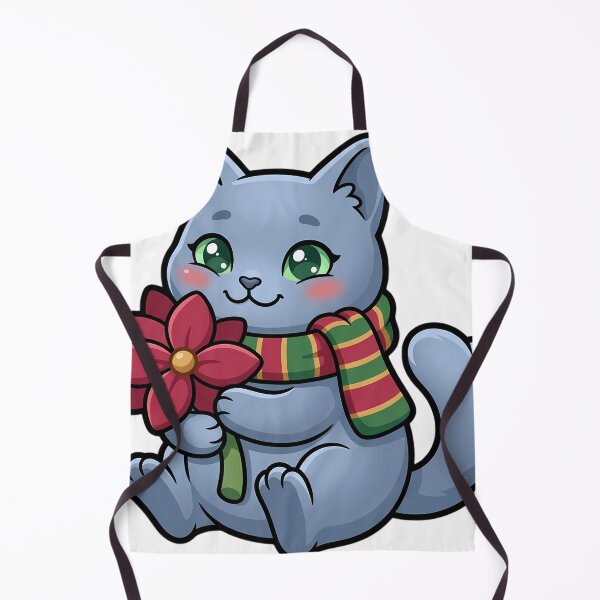 Item preview, Cute Christmas Korat Cat Holding a Poinsettia Bloom designed and sold by pumsquare.