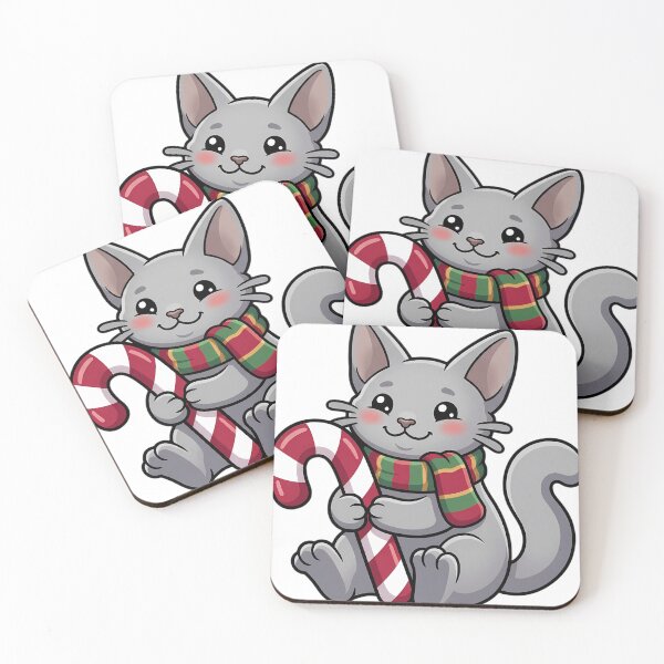 Item preview, Cute Christmas Devon Rex Cat Holding a Striped Candy Cane designed and sold by pumsquare.