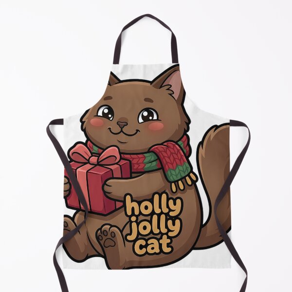 Item preview, Cute Christmas Burmese Cat Hugging a Small Gift Box - Holly Jolly Cat designed and sold by pumsquare.