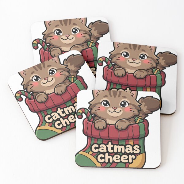 Item preview, Cute Christmas Maine Coon Kitten in a Knitted Stocking - Catmas Cheer designed and sold by pumsquare.