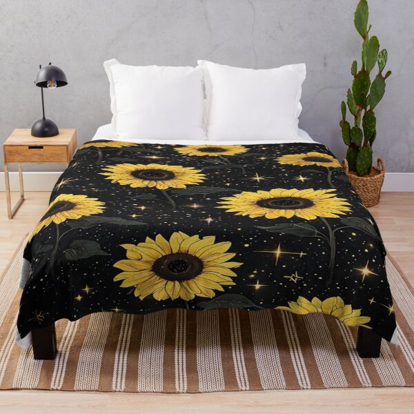 Item preview, Midnight Sunflowers and Stars Pattern designed and sold by saly55887.